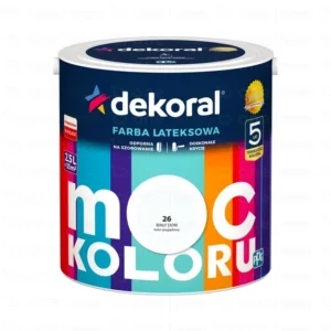 Farba lateksowa Dekoral Moc Koloru do ścian i sufitów biały dom nr 26 mat 2,5 l Coldmark market budowlany skład budowlany sklep budowlany Kłaj Wieliczka Niepołomice Targowisko